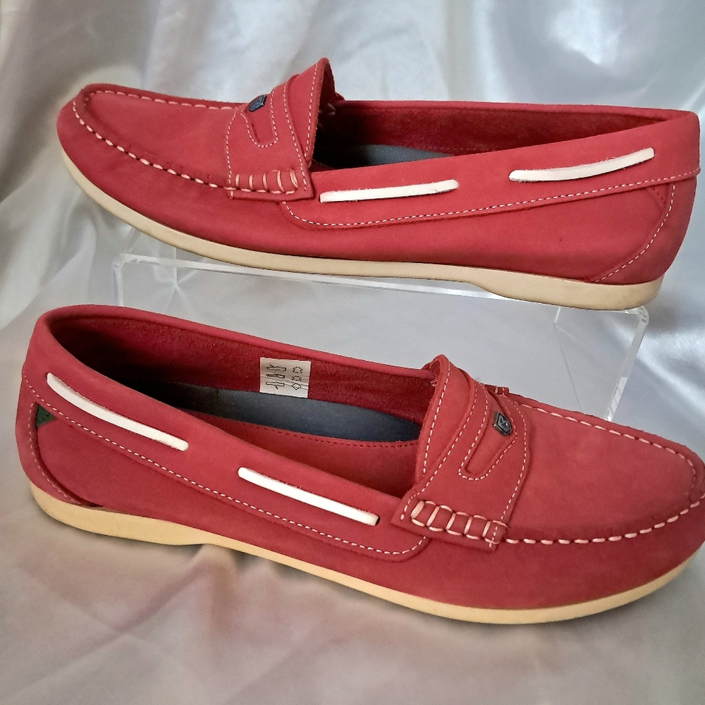 Dubarry Of Ireland Womens Kos Deck Shoe Sz 8-8.5 Red EUC